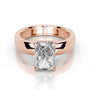Rose :: top view radiant cut lab diamond ring hidden halo setting