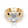 Yellow :: modern hidden halo radiant cut lab diamond ring yellow gold band