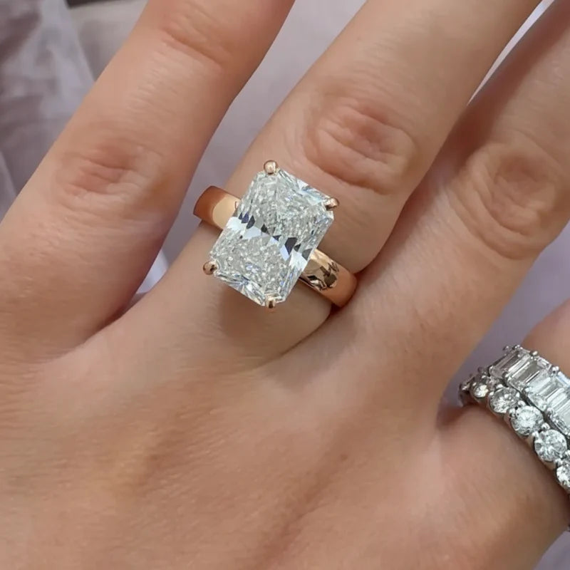 Rose :: handcrafted radiant lab grown diamond engagement ring IGI certified