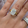 Yellow :: bridal radiant lab grown diamond engagement ring hidden halo style