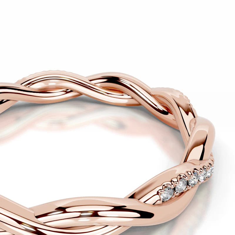 Rose :: stackable round lab grown diamond wedding band white gold fine ring