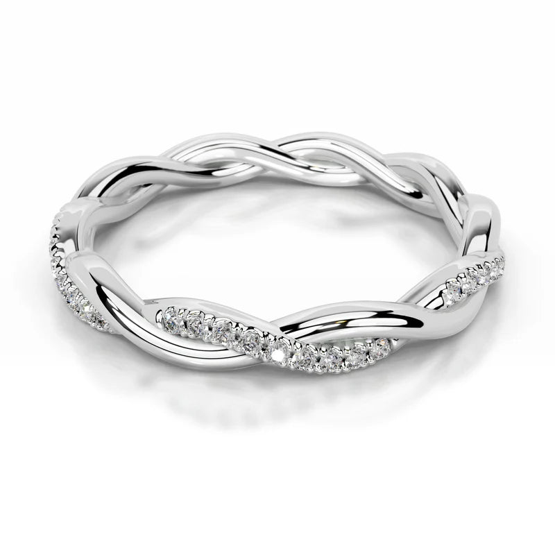White :: Oravique round lab grown diamond wedding band IGI certified elegant women ring