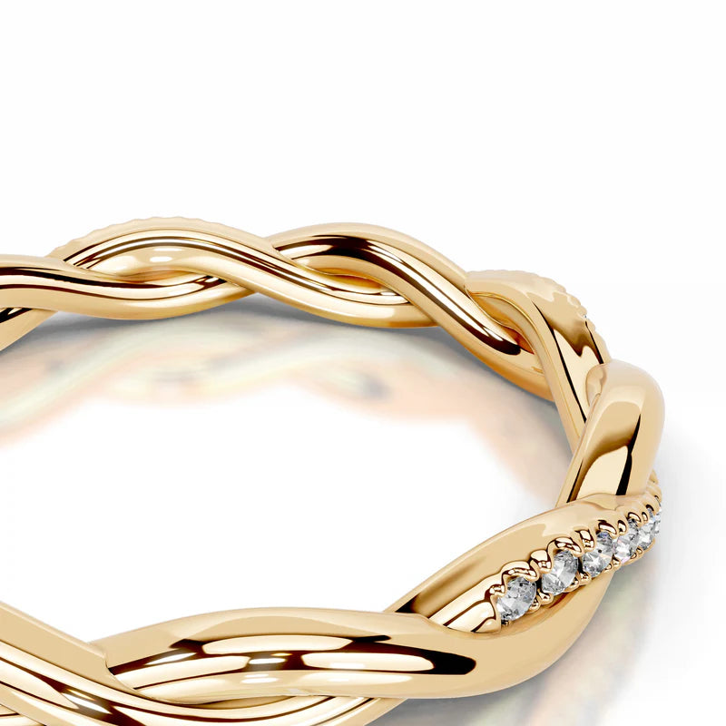Yellow :: handcrafted lab grown diamond wedding band round cut anniversary ring