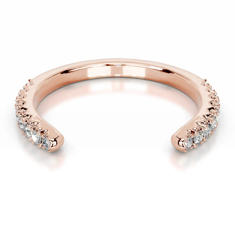 Rose :: Shapelle round lab grown diamond band minimalist wedding jewelry design