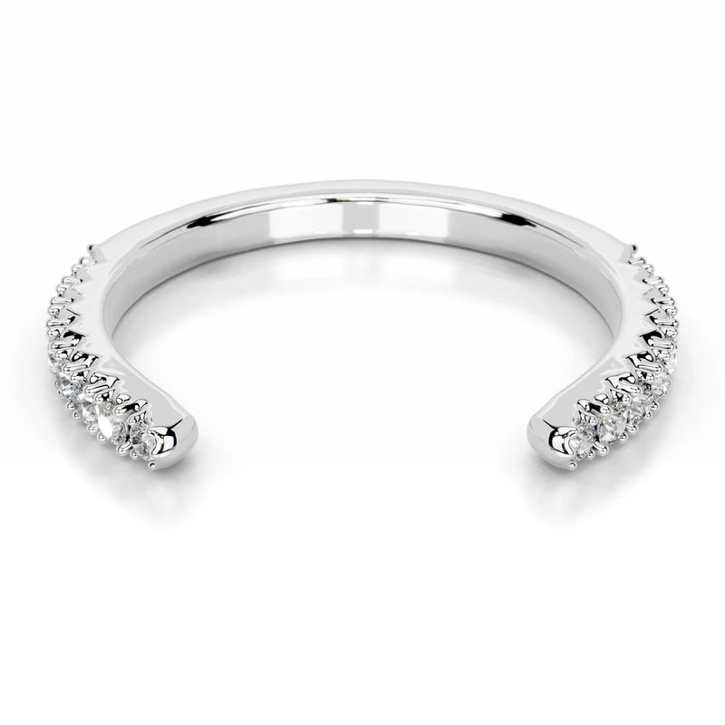 White :: Shapelle round lab grown diamond wedding band IGI certified elegant ring