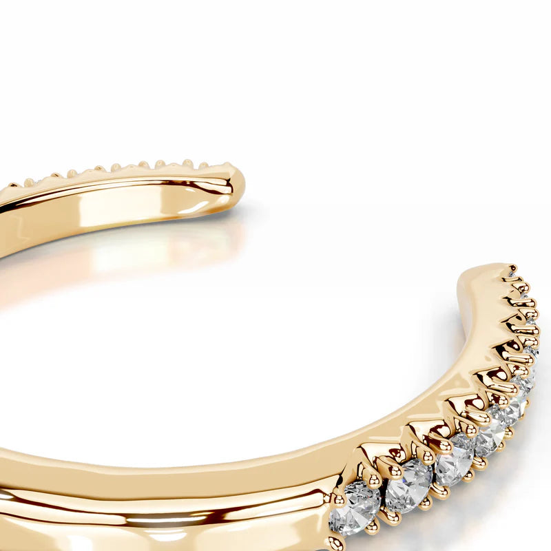 Yellow :: Shapelle round lab grown diamond band classic bridal jewelry style