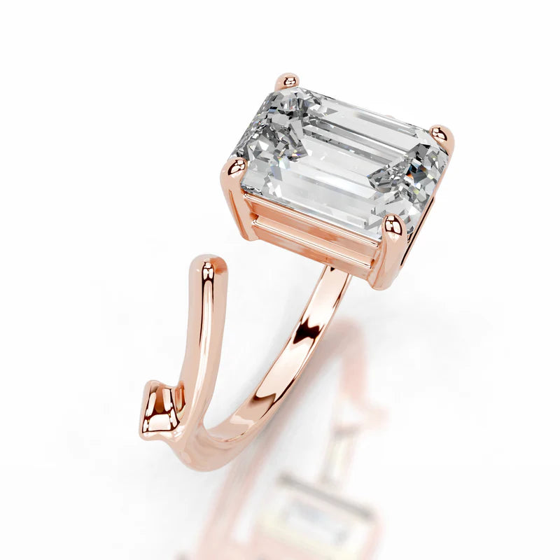 Rose :: modern emerald solitaire lab grown diamond engagement ring minimalist jewelry