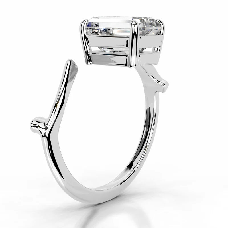 White :: IGI certified emerald lab diamond solitaire engagement ring elegant bridal ring