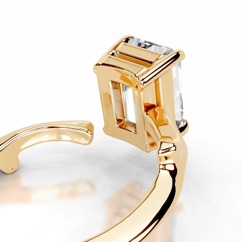 Yellow :: elegant emerald cut lab grown diamond solitaire ring timeless engagement design