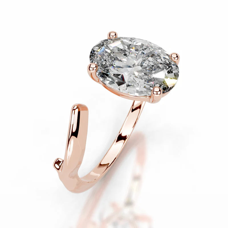 Rose :: modern oval solitaire lab grown diamond engagement ring minimalist jewelry