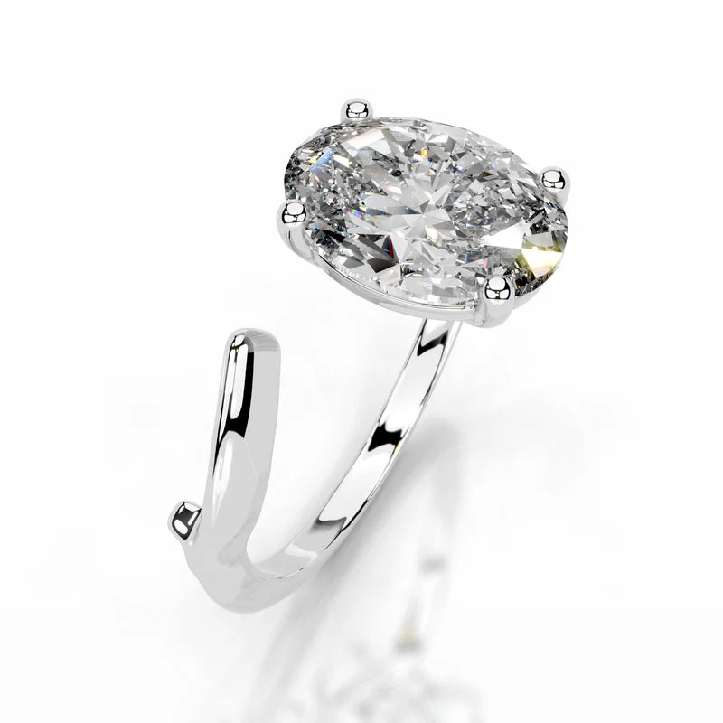 White :: Selmora oval cut solitaire lab grown diamond ring classic engagement design