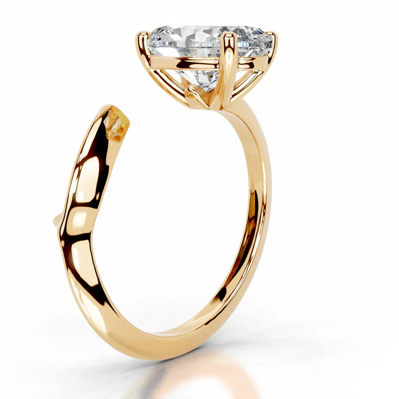 Yellow :: handcrafted oval solitaire lab diamond engagement ring luxury fine jewelry