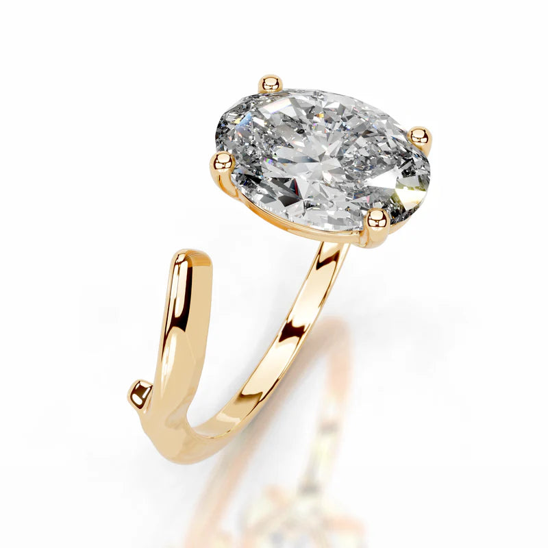Yellow :: fine jewelry oval lab grown diamond solitaire engagement ring women ring