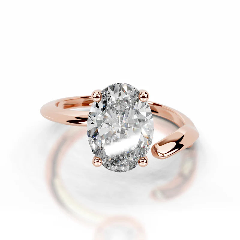 Rose :: oval lab grown diamond solitaire engagement ring sparkle white gold band