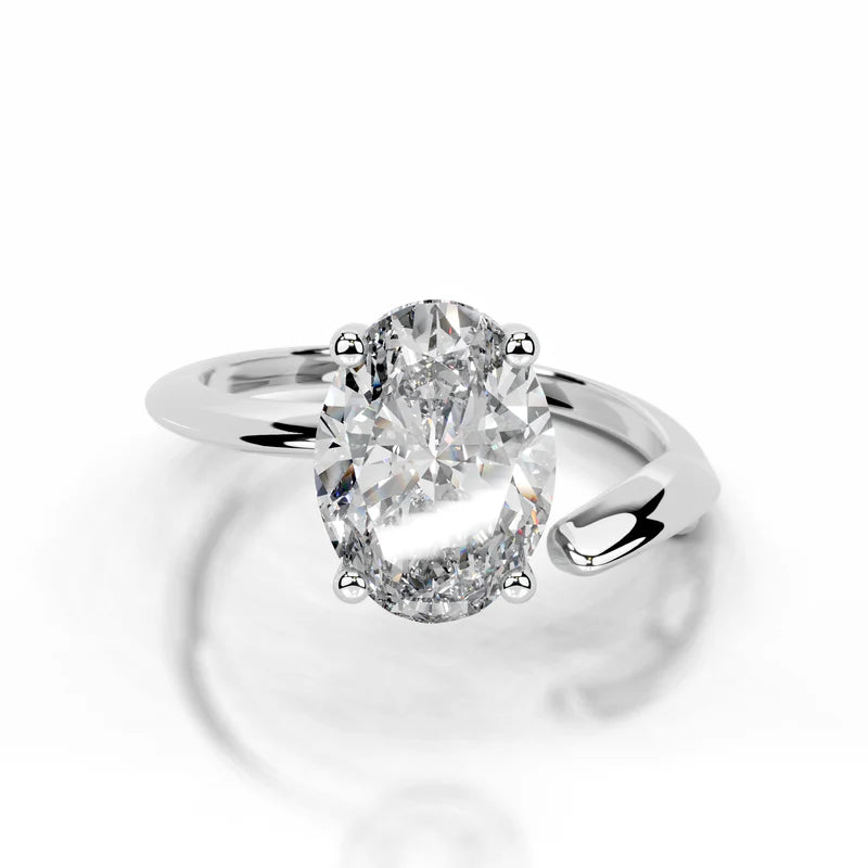 White :: Selmora oval solitaire lab grown diamond engagement ring IGI certified