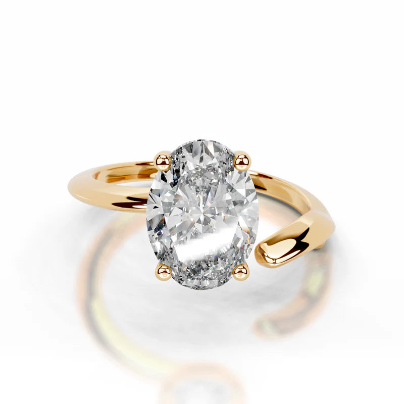 Yellow :: premium oval lab diamond solitaire engagement ring IGI certified ring