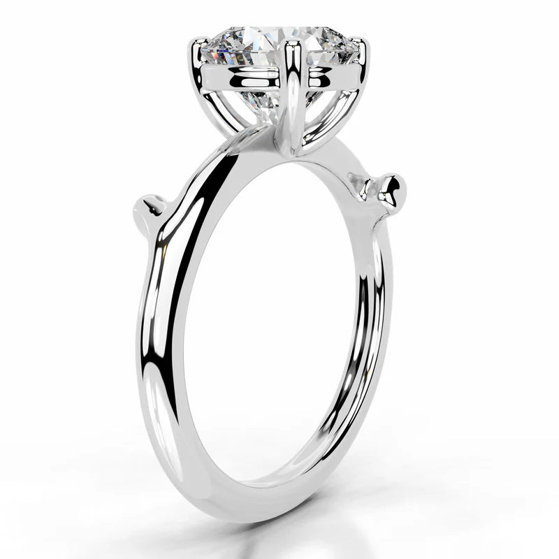 White :: round cut lab grown diamond solitaire engagement ring white gold luxury