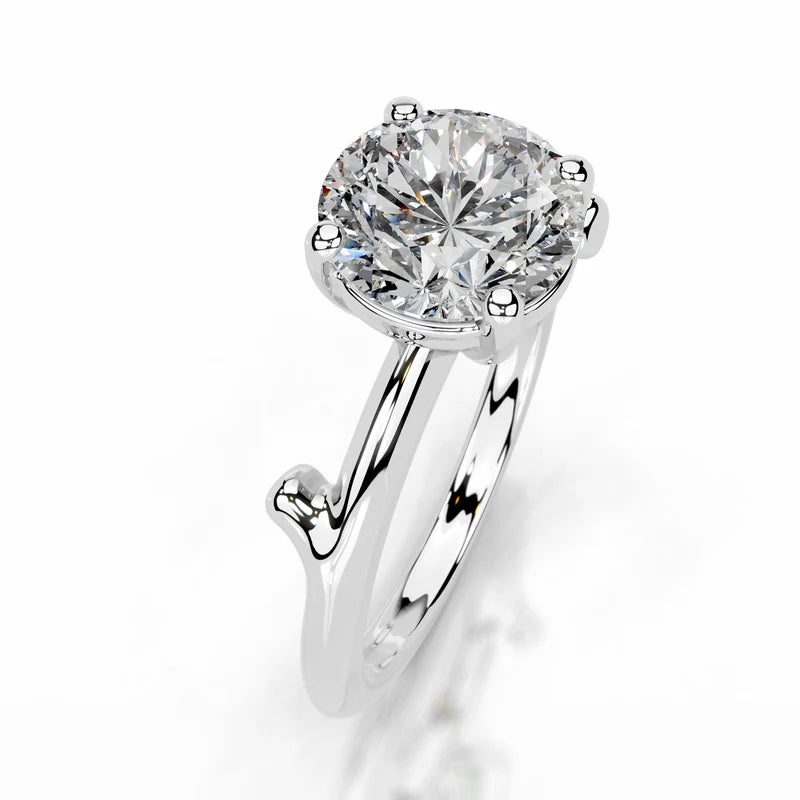 White :: IGI certified round lab diamond solitaire engagement ring elegant bridal ring