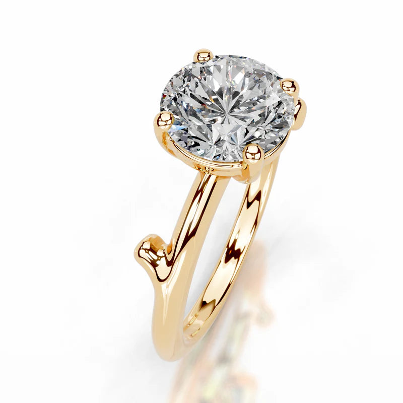 Yellow :: handcrafted round solitaire lab diamond engagement ring luxury fine jewelry