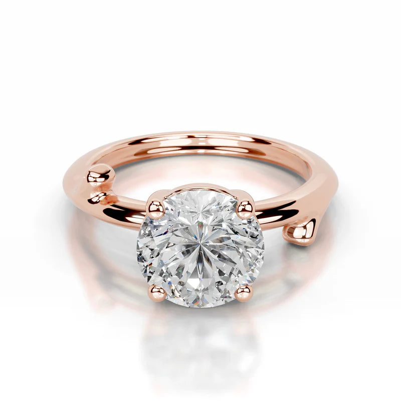 Rose :: round lab grown diamond solitaire engagement ring sparkle white gold band