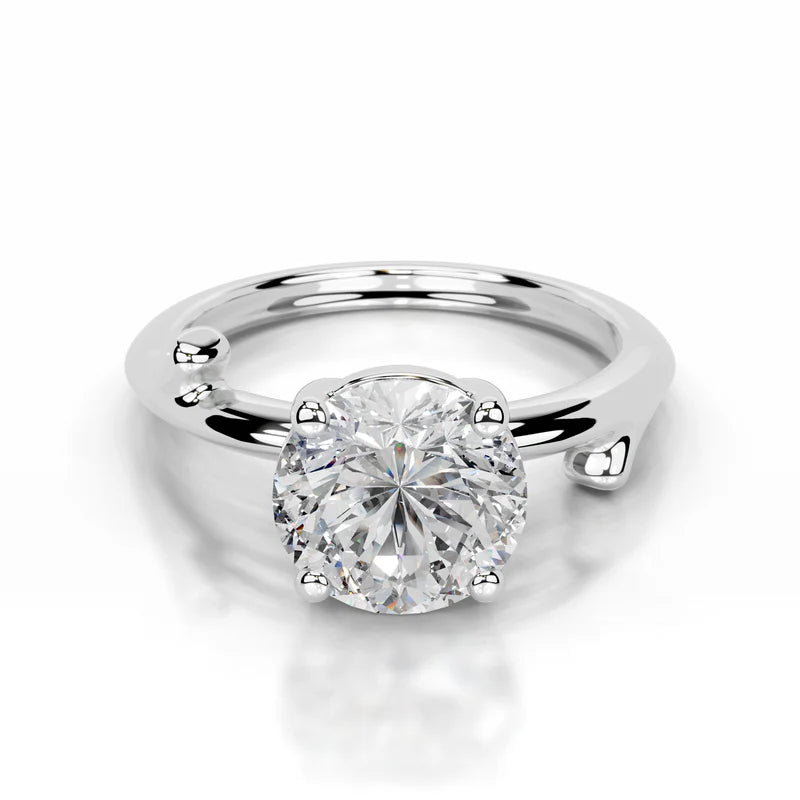 White :: Orviquea round solitaire lab grown diamond engagement ring IGI certified