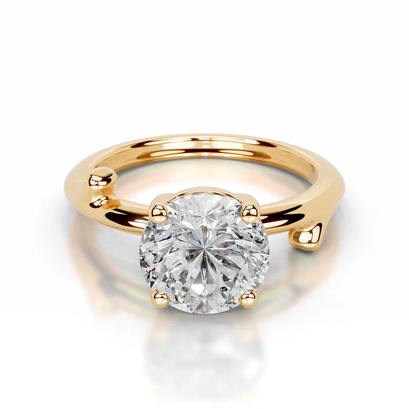 Yellow :: premium round lab diamond solitaire engagement ring IGI certified ring