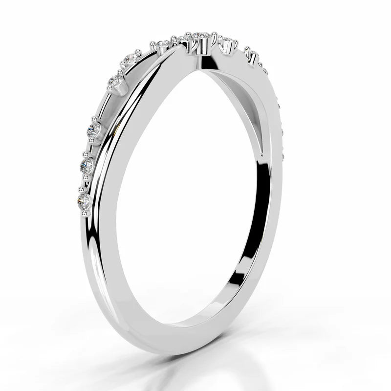 White :: Oravelle round lab grown diamond band classic wedding ring design