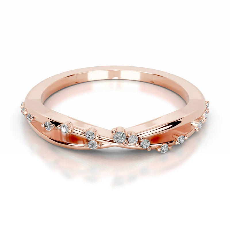Rose :: Round brilliant lab diamond band Oravelle elegant wedding jewelry