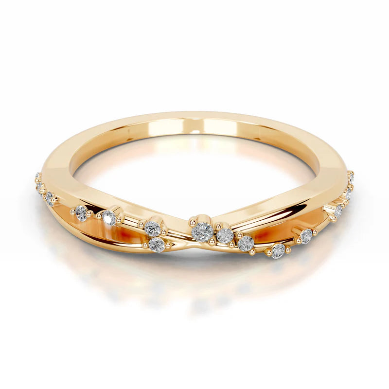 Yellow :: Oravelle round lab grown diamond band timeless wedding ring design