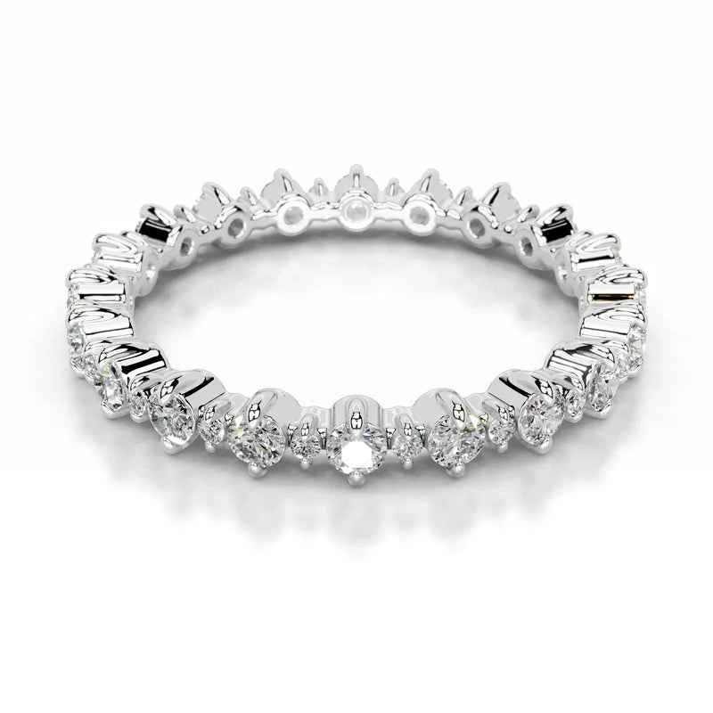 White :: Prismara round lab grown diamond wedding band IGI certified white gold ring