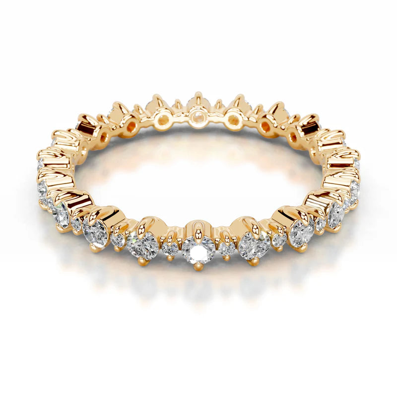 Yellow :: Round lab diamond wedding band IGI certified fine jewelry ring