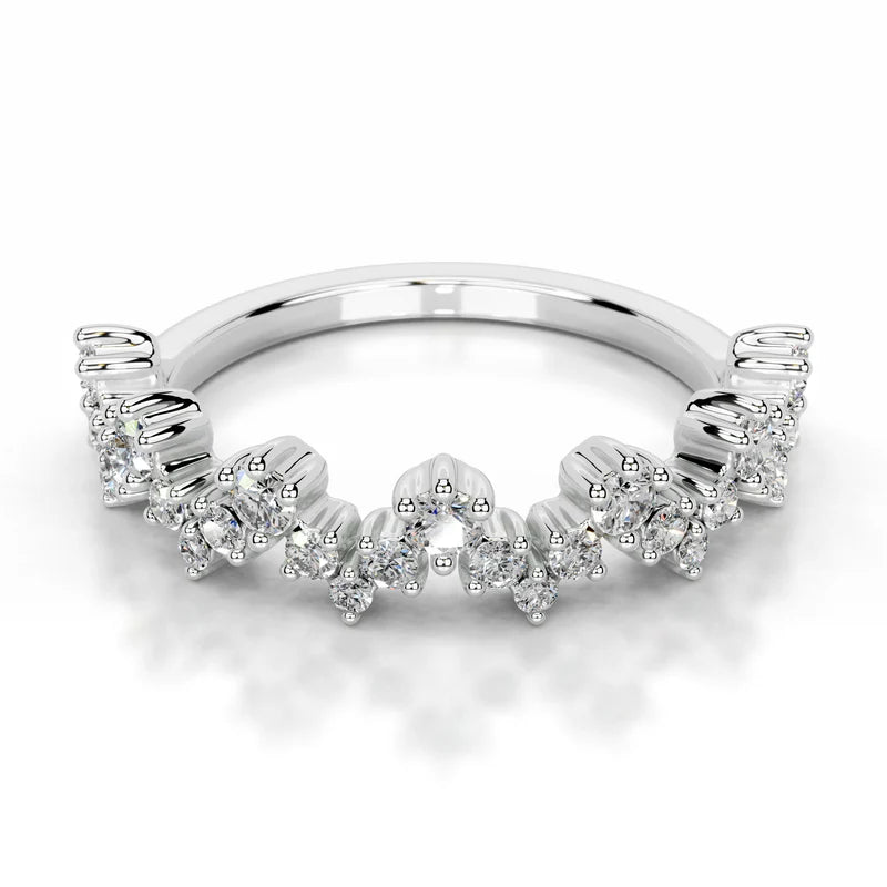 White :: Lunareth round lab grown diamond wedding band IGI certified elegant ring
