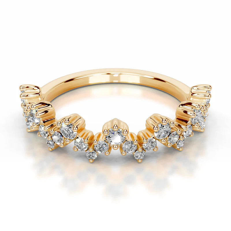 Yellow :: Luxury round lab diamond wedding band Lunareth IGI certified design