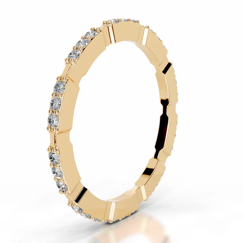 Yellow :: dainty round lab grown diamond wedding band modern minimalist jewelry
