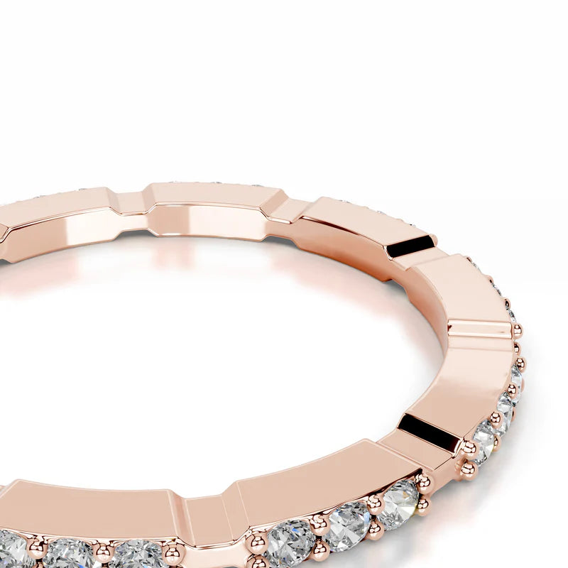 Rose :: minimalist round lab grown diamond wedding band for women everyday wear