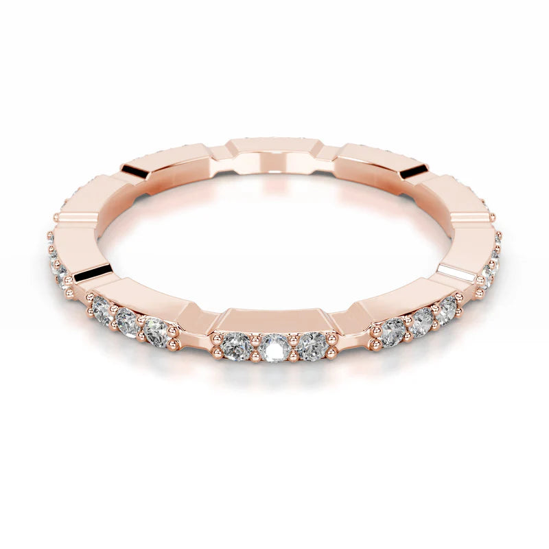 Rose :: Velmora lab grown diamond band round brilliant cut wedding ring