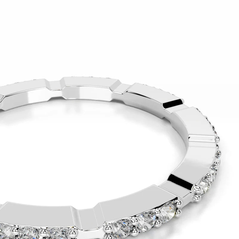 White :: round lab grown diamond wedding band white gold elegant stacking ring
