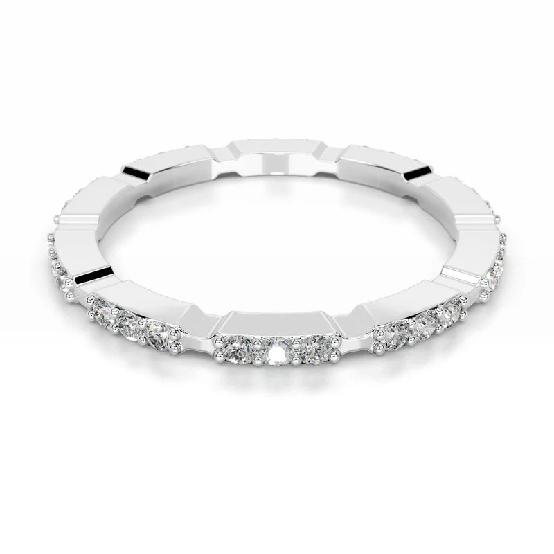 White :: Velmora round lab grown diamond wedding band IGI certified minimalist ring