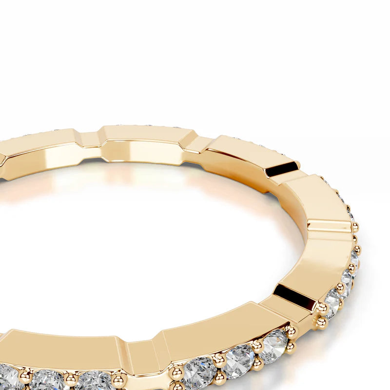 Yellow :: sustainable lab grown diamond wedding band round cut elegant ring