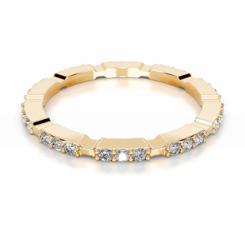 Yellow :: stackable round lab grown diamond band white gold fine ring design