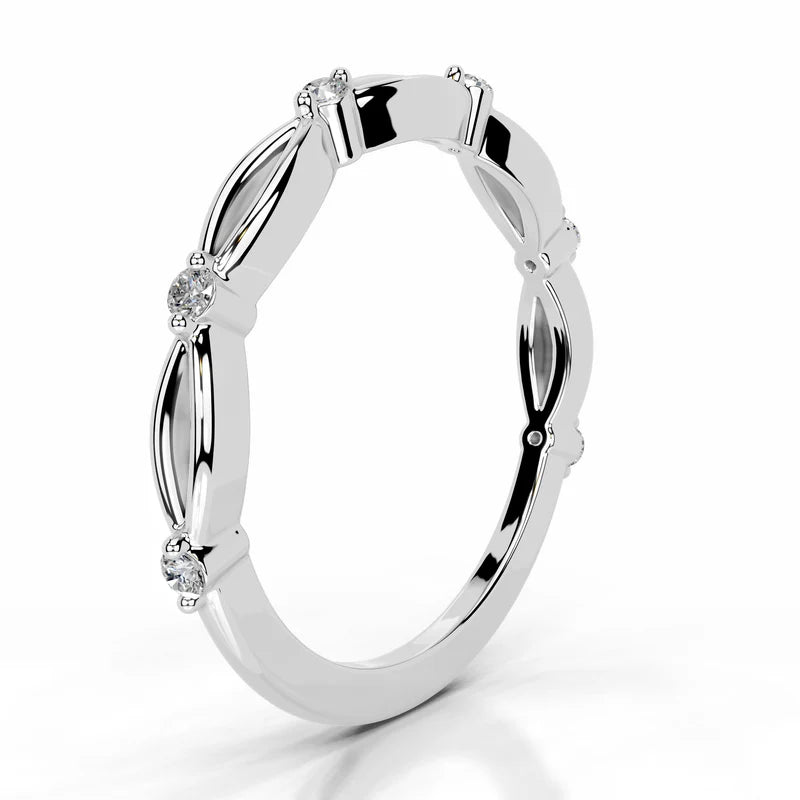 White ::IGI certified Valenique round lab grown diamond band classic wedding ring