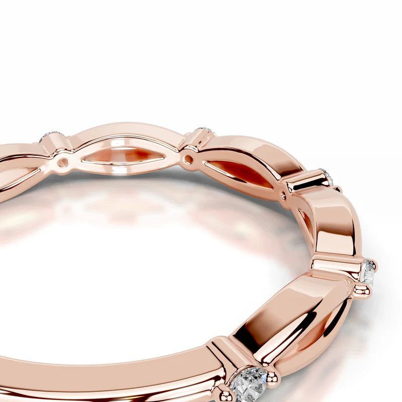 Rose :: Round brilliant lab diamond wedding band Valenique IGI certified ring