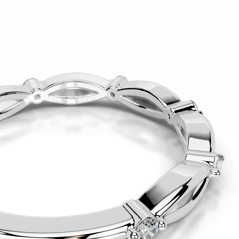White :: Round lab diamond wedding band Valenique IGI certified fine jewelry