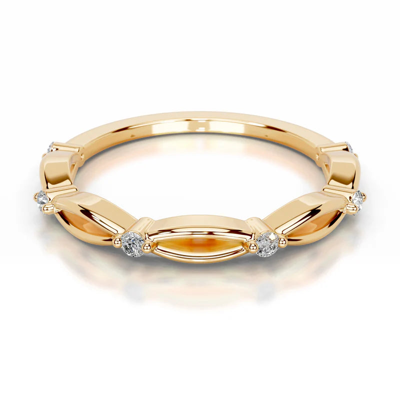 Yellow :: Luxury round lab diamond wedding band Valenique IGI certified design