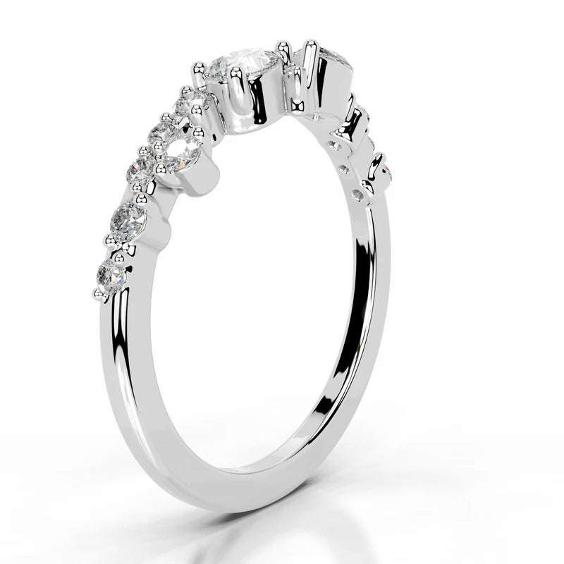 White :: Lab grown diamond wedding band Diamora IGI certified fine jewelry