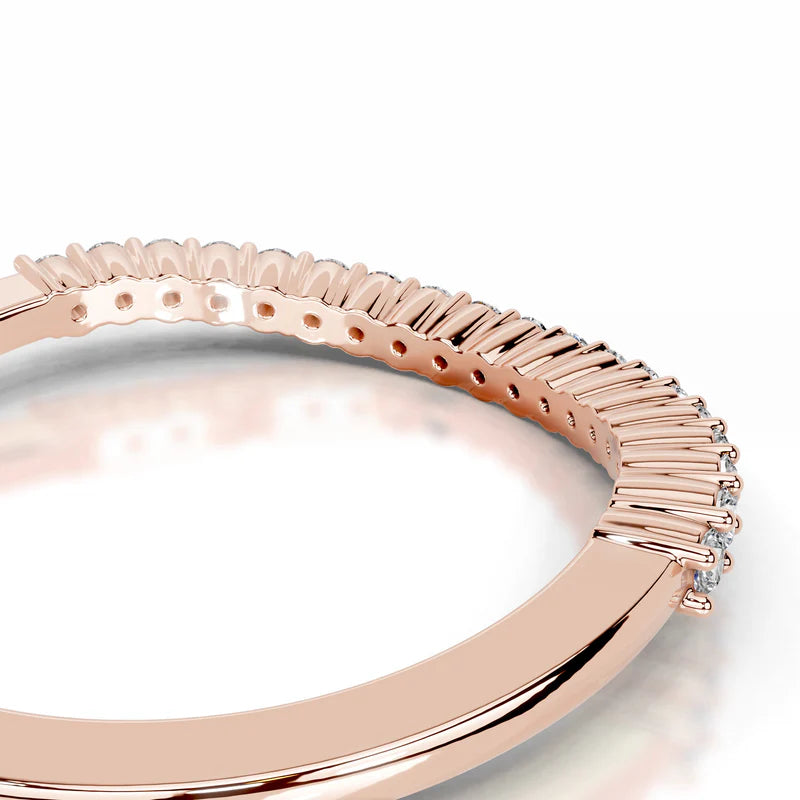 Rose :: Round brilliant lab diamond wedding ring Aurevique IGI certified band