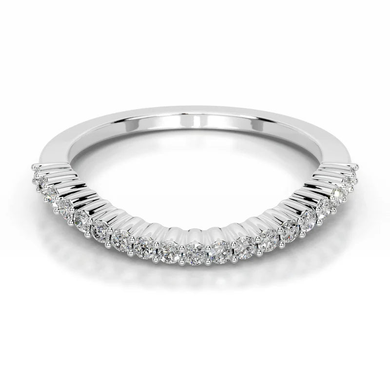 White :: Aurevique round lab grown diamond wedding ring IGI certified elegant band