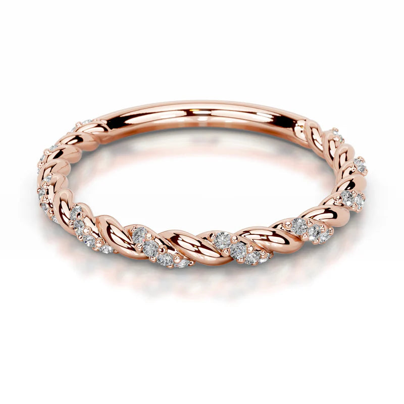 Rose :: Zenvoria round lab grown diamond band minimalist wedding jewelry design