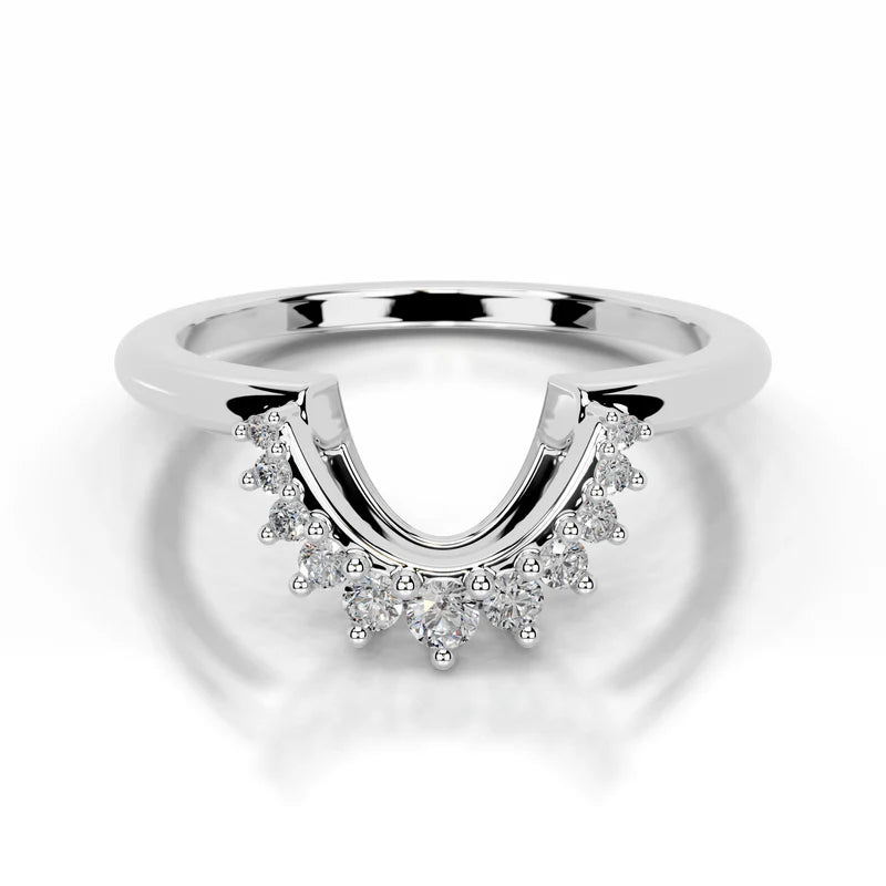 White :: Facetique round lab grown diamond wedding band IGI certified elegant ring