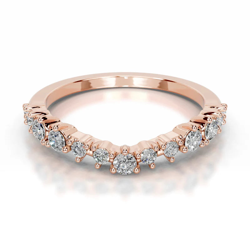 Rose :: Nythera round lab grown diamond band minimalist wedding jewelry design
